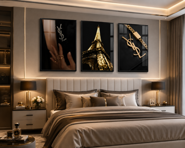 10D7EAF0-6EE4-4466-B4D7-078C5152BEF6 Ensemble de 3 Cadres Décoratifs Luxe Noir et Doré – 50 x 70 cm