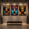 Élégance Africaine Royale – Art Mural en Cristal Porcelaine Effet Diamant 50 x 70 cm