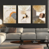 Cadres Décoratifs Muraux Modernes – Ensemble de 3 Pièces 50 x 70 cm | Design Luxe Doré