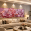 Cadre Mural Cristal Diamant Floral Rose – 60 x 120 cm