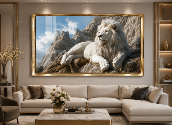 LionRoyal – Tableau Décoratif en Cristal Porcelaine