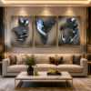 Ensemble de 3 Cadres Décoratifs Modernes en Cristal Porcelaine – 50 x 70 cm