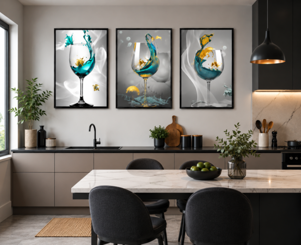 4EFCB0A3-B43A-43C2-9F59-FDE07AEEEA16 Ensemble de 3 Cadres Décoratifs Cristal Porcelaine Diamant 50 x 70 cm – Cadre Doré ou Noir