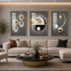 Cadre Décoratif Cristal Porcelaine Diamant – Ensemble 3 Pièces 50x70 cm | Cadre Doré ou Noir