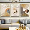 Cadres Décoratifs Muraux Modernes – Ensemble de 3 Pièces 50 x 70 cm | Design Luxe Doré