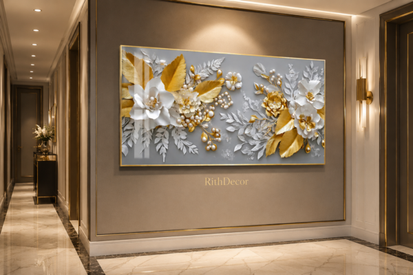 5946BAF8-9FDA-43D2-966C-C0F3A0B8D930 1 piece Cadres Décoratifs Floraux en Cristal Porcelaine – 60 x 120 cm – Cadre Doré