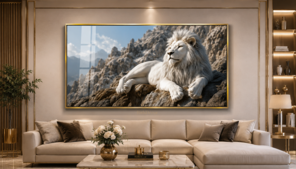 LionRoyal – Tableau Décoratif en Cristal Porcelaine