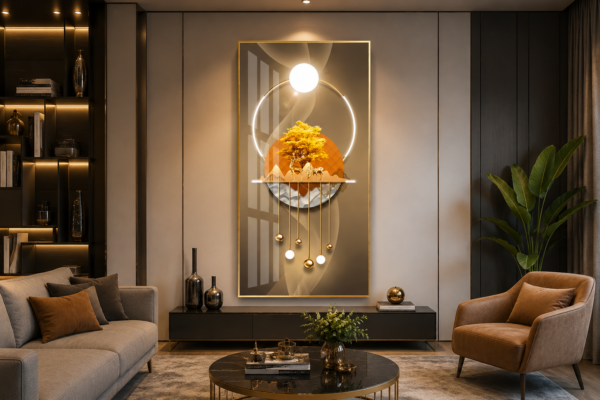 66D5D75D-38BE-4281-B05E-1F557422DEC2 Art Mural Élégance Dorée – Cadre en Cristal Porcelaine Effet Diamant 60 x 120 cm
