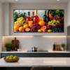 Cadre Décoratif Cuisine Fruits et Boissons – 60 x 120 cm – Cadre Noir