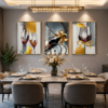 Ensemble de 3 Cadres Décoratifs Abstraits en Cristal Porcelaine