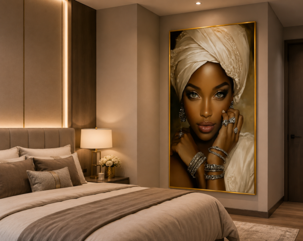 Femme Africaine Élégance – Cadre Art Mural Luxe 60x120 cm