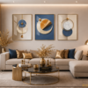 Cadre Décoratif Abstrait 3 Pièces – Cristal Porcelaine 50x70 cm