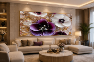 85BEFD20-388A-4226-AD2A-F66F110E7B2A Cadre Décoratif Floral Cristal Porcelaine Diamant – 60 x 120 cm