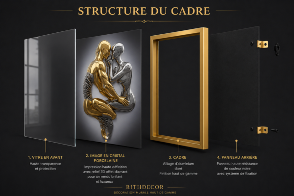 Cadre Décoratif Cristal Porcelaine Effet Diamant – Art Mural Moderne 50 x 70 cm