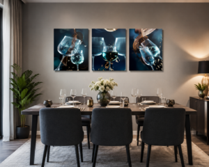 87697E11-BD97-4880-8573-457CD08AD2E0 Ensemble de 3 Tableaux Décoratifs Verres à Vin – Salle à Manger – 50 x 70 cm chacun