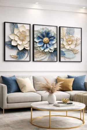 882F3362-04D2-4A73-89A3-F53AA57A5098 Ensemble de 3 Pièces d'Art Mural en Cristal et Porcelaine