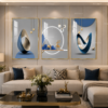 Ensemble de 3 Cadres Décoratifs Abstraits en Cristal Porcelaine Effet Diamant – 50 x 70 cm