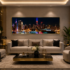 9DD36826-FCB2-433F-B335-CE954F469EC1 Cadre Décoratif Panorama Urbain – Cristal Porcelaine Effet Diamant – 60 x 120 cm