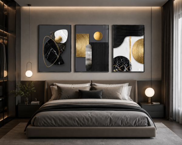 9E53A890-C675-4D1C-B41B-8EAE493BA41E Ensemble de 3 Cadres Décoratifs Modernes – Cristal Porcelaine Effet Diamant – 50 x 70 cm