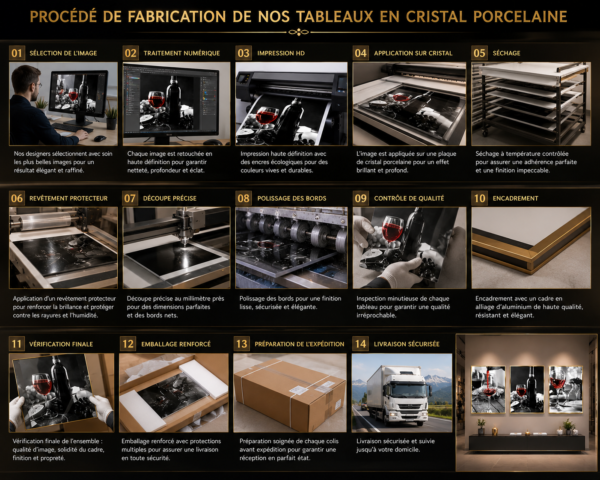 Cadre Décoratif en Cristal Porcelaine Effet Diamant 50x70 cm