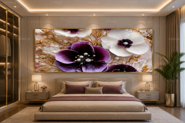 Cadre Décoratif Floral Cristal Porcelaine Diamant – 60 x 120 cm