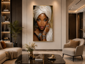 AC79A99A-5338-488F-8913-A0F7891E2DAC 1 Pieces Femme Africaine Élégance 50x70cm– Cadre Décoratif