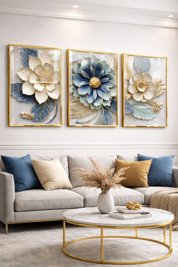 AD2AAA96-E1E0-46FF-B4A3-08EA75611B5A Ensemble de 3 Pièces d'Art Mural en Cristal et Porcelaine