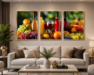 AEA8D8D3-5A07-47BA-877A-A8C5BA6012F0 Ensemble de 3 Cadres Décoratifs Cuisine & Salle à Manger – Cristal Porcelaine 50 x 70 cm