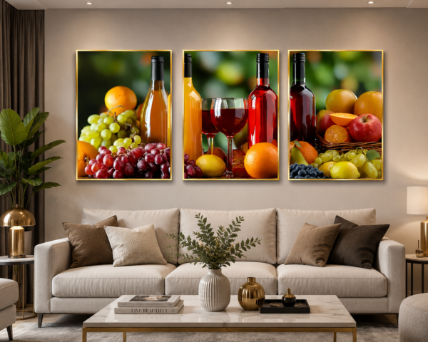 AEA8D8D3-5A07-47BA-877A-A8C5BA6012F0 Ensemble de 3 Cadres Décoratifs Cuisine & Salle à Manger – Cristal Porcelaine 50 x 70 cm