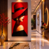 AFBA367C-E955-4E9F-BE76-FE48875D54F5 Rithdecor Lumineuse – Femme Élégante au Chapeau Rouge | Tableau Décoratif Mural 60 x 120 cm