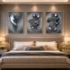 Ensemble de 3 Cadres Décoratifs Modernes – Art Mural en Cristal Porcelaine Effet Diamant 50 x 70 cm
