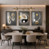 Cadre Décoratif Cristal Porcelaine Diamant – Ensemble 3 Pièces 50x70 cm | Cadre Doré ou Noir