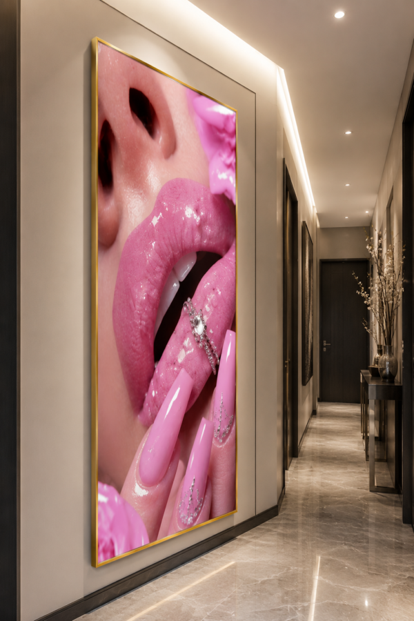 B3EBF2AA-F03C-4DD2-AB42-AAACD1EB06B3 Cadre Décoratif Glamour Rose Luxe – 60 x 120 cm – Cadre Doré
