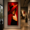 BE1D4545-A25B-4BB7-841B-1CAA0AFB2A79 Tableau Décoratif Femme au Chapeau Rouge – Art Mural Moderne sur Toile 60 x 120 cm