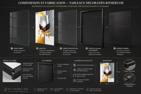 Ensemble de 3 Cadres Décoratifs Abstraits en Cristal Porcelaine