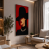C59A7A25-17C7-4AFC-90FE-182C18146F44 Art Mural Abstrait Femme au Chapeau Noir – Tableau Décoratif sur Toile 60 x 120 cm