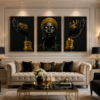 Femme Africaine Noir et Doré – Ensemble de Cadres Décoratifs en Cristal 45 x60 cm