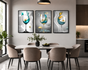 D31E3C8D-2A0A-48C6-971D-AEC307616B05 Ensemble de 3 Cadres Décoratifs Cristal Porcelaine Diamant 50 x 70 cm – Cadre Doré ou Noir