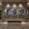 Ensemble de 3 Cadres Décoratifs Modernes – Art Mural en Cristal Porcelaine Effet Diamant 50 x 70 cm