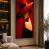 EFEDA0D2-5C0B-4452-9880-76DF8E5A733D Tableau Décoratif Femme au Chapeau Rouge – Art Mural Moderne sur Toile 60 x 120 cm