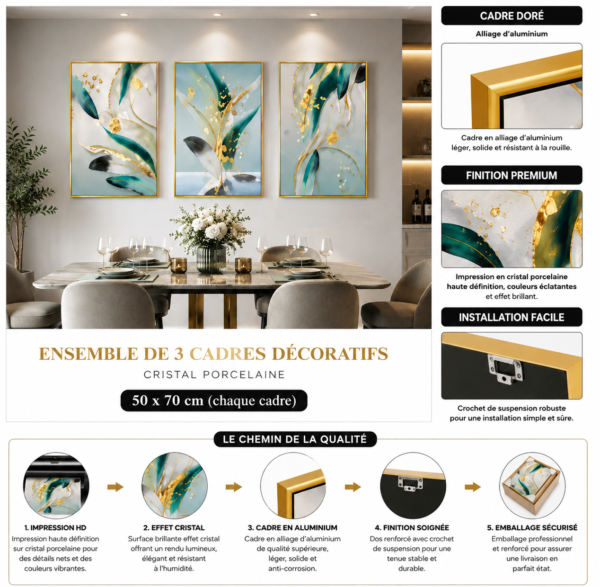 F3B4ED9F-BB7F-457F-834C-56CC31AC0216 Ensemble de 3 Cadres Décoratifs Abstraits en Cristal Porcelaine – 50 x 70 cm