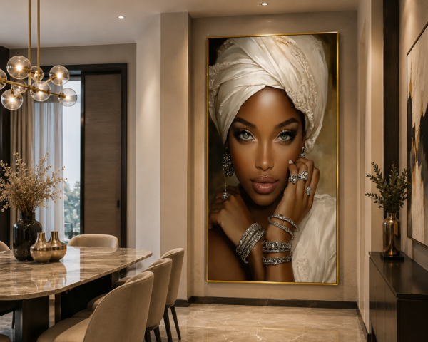 F5E120D5-6521-4A65-A6C4-89DF156552EA 1 Pieces Femme Africaine Élégance 50x70cm– Cadre Décoratif