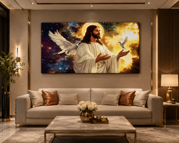 FDAE8E5B-E7EA-41B7-A3A2-544F7AEEB949 Cadre Décoratif Jésus Céleste – Cristal Porcelaine Effet Diamant 60 x 120 cm