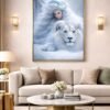 Lion Wall Art with Elegant Woman - 70x100 cm