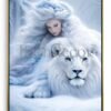 Lion Wall Art with Elegant Woman - 70x100 cm