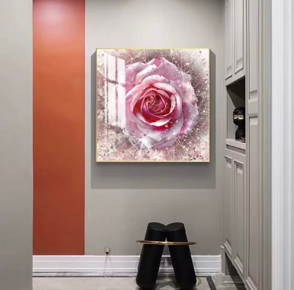 Screenshot Cadre Décoratif Cristal Porcelaine Rose – 70 x 100 cm – Encadrement Doré