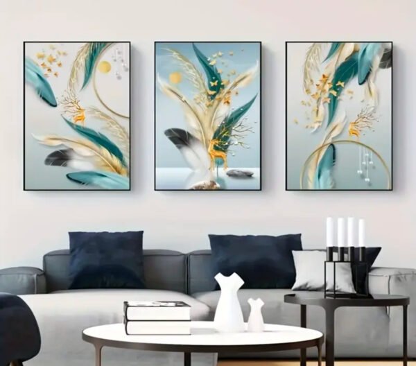 IMG_1045 Ensemble de 3 Cadres Décoratifs Abstraits en Cristal Porcelaine – 50 x 70 cm