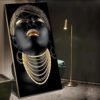 Cadre Décoratif Femme Africaine Luxe Noir et Or – 60 x 120 cm