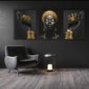 Femme Africaine Noir et Doré – Ensemble de Cadres Décoratifs en Cristal 45 x60 cm