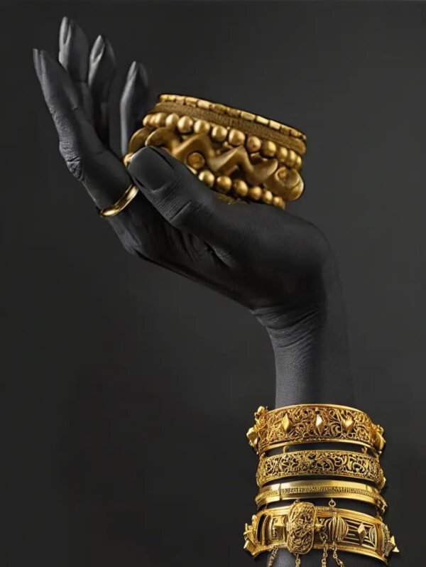Femme Africaine Noir et Doré – Ensemble de Cadres Décoratifs en Cristal 50 x 70 cm